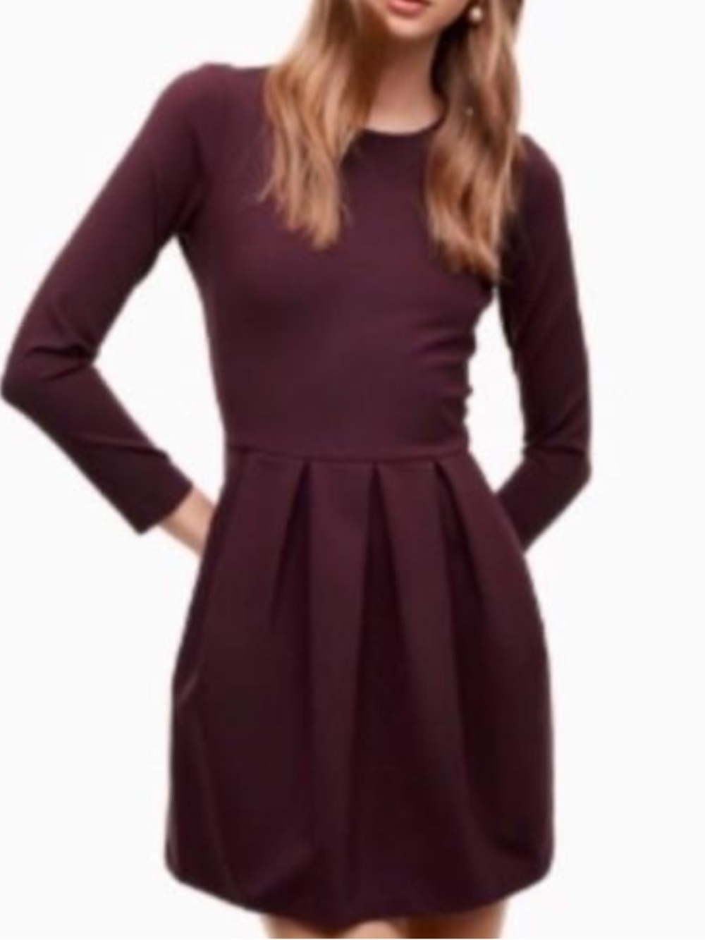 Aritzia Talula Pleated Skirt Dress in Deep Plum
